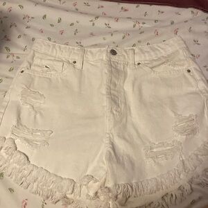 White beach shorts